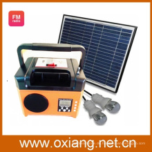 36W Großhandel DC-Mini-Solargenerator SP7 mit Radio und 2 Stück LED-Lampen für den Außen-/Innenbereich